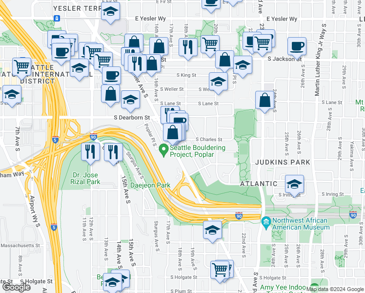 map of restaurants, bars, coffee shops, grocery stores, and more near 927 Rainier Avenue South in Seattle