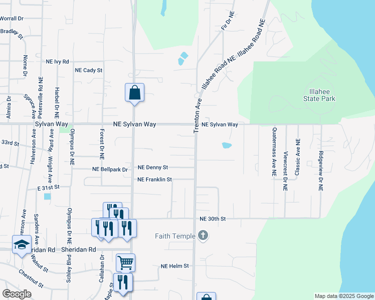 map of restaurants, bars, coffee shops, grocery stores, and more near 3227 Trenton Avenue in Bremerton