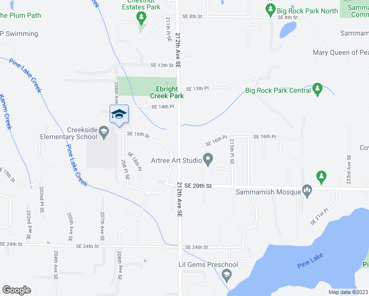 map of restaurants, bars, coffee shops, grocery stores, and more near 1712 212th Avenue Southeast in Sammamish