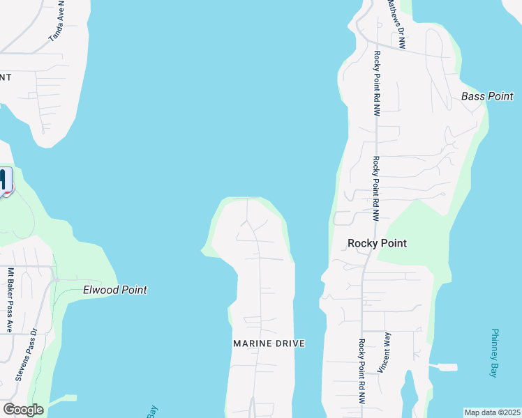 map of restaurants, bars, coffee shops, grocery stores, and more near 3026 Marine Drive in Bremerton