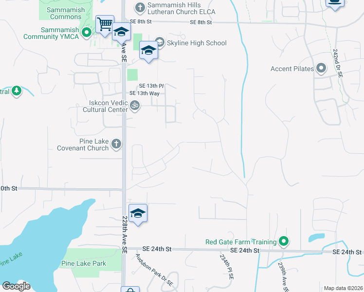 map of restaurants, bars, coffee shops, grocery stores, and more near 23186 Southeast 18th Place in Sammamish