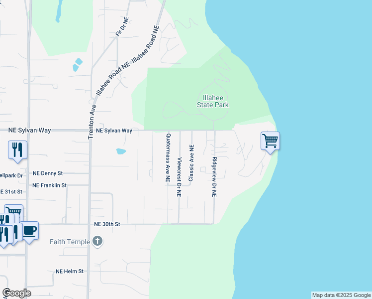 map of restaurants, bars, coffee shops, grocery stores, and more near 3314 Viewcrest Drive Northeast in Bremerton