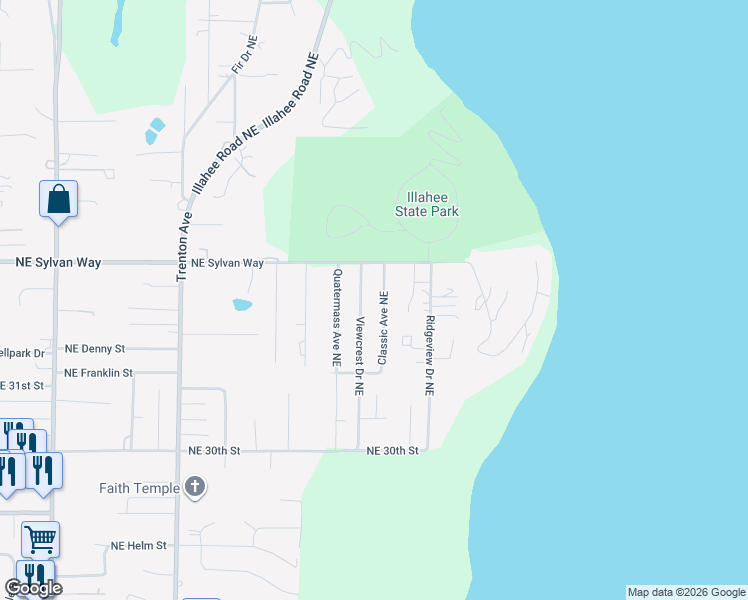 map of restaurants, bars, coffee shops, grocery stores, and more near 3314 Viewcrest Drive Northeast in Bremerton