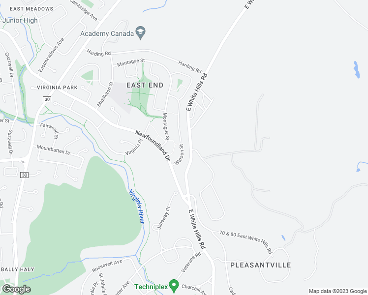 map of restaurants, bars, coffee shops, grocery stores, and more near 44 Watson Street in St. John's