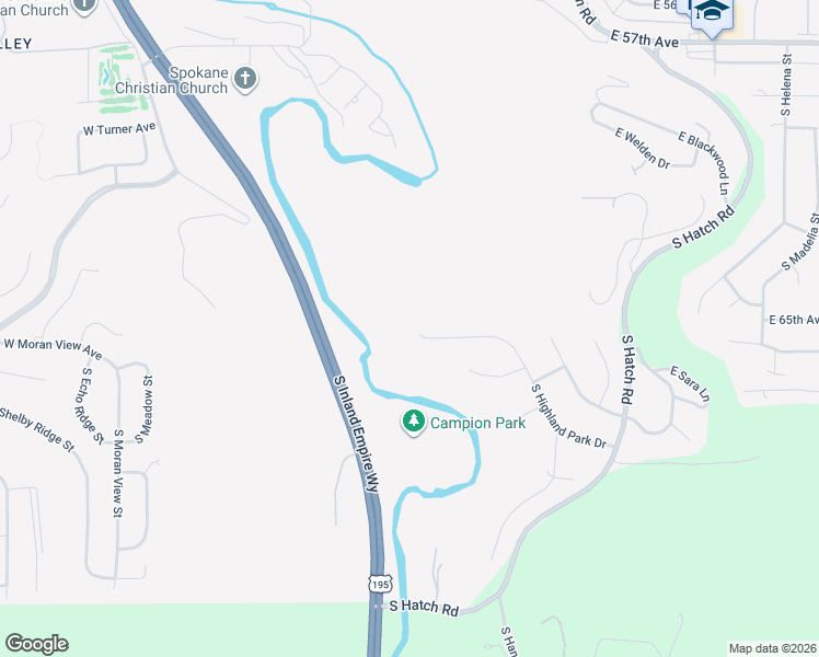 map of restaurants, bars, coffee shops, grocery stores, and more near 6503 South Highland Park Drive in Spokane