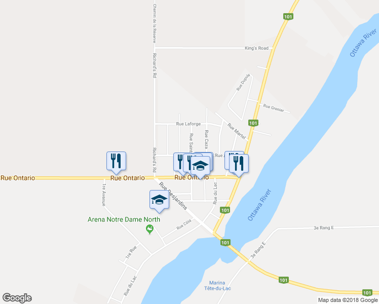 map of restaurants, bars, coffee shops, grocery stores, and more near 26 Rue Leblanc in Notre-Dame-du-Nord