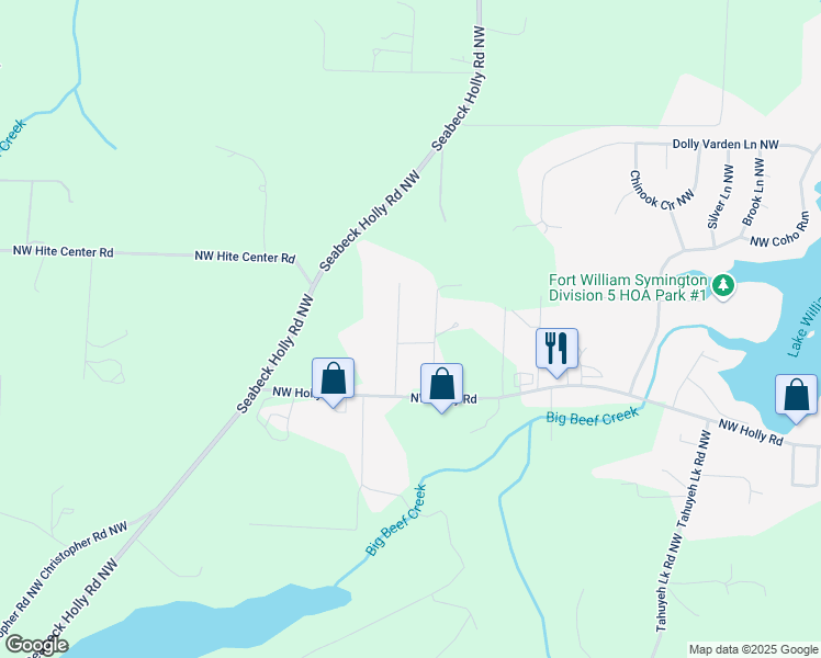 map of restaurants, bars, coffee shops, grocery stores, and more near 3415 Camp Lane Northwest in Seabeck