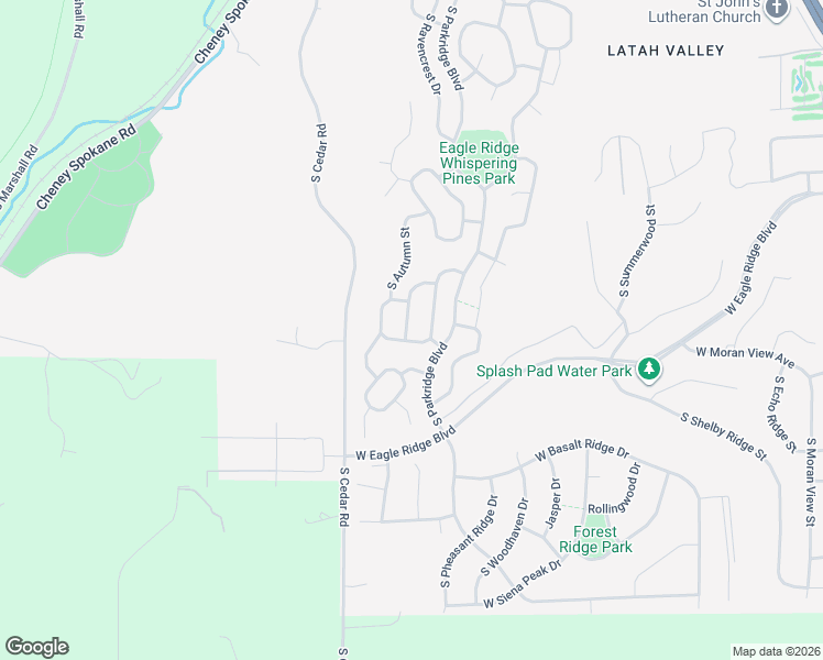 map of restaurants, bars, coffee shops, grocery stores, and more near 6315 South Terre Vista Street in Spokane