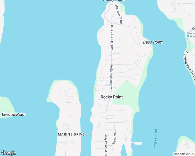 map of restaurants, bars, coffee shops, grocery stores, and more near 3063 Rocky Point Road Northwest in Bremerton