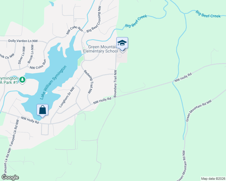 map of restaurants, bars, coffee shops, grocery stores, and more near 3595 Boundary Trail Northwest in Bremerton