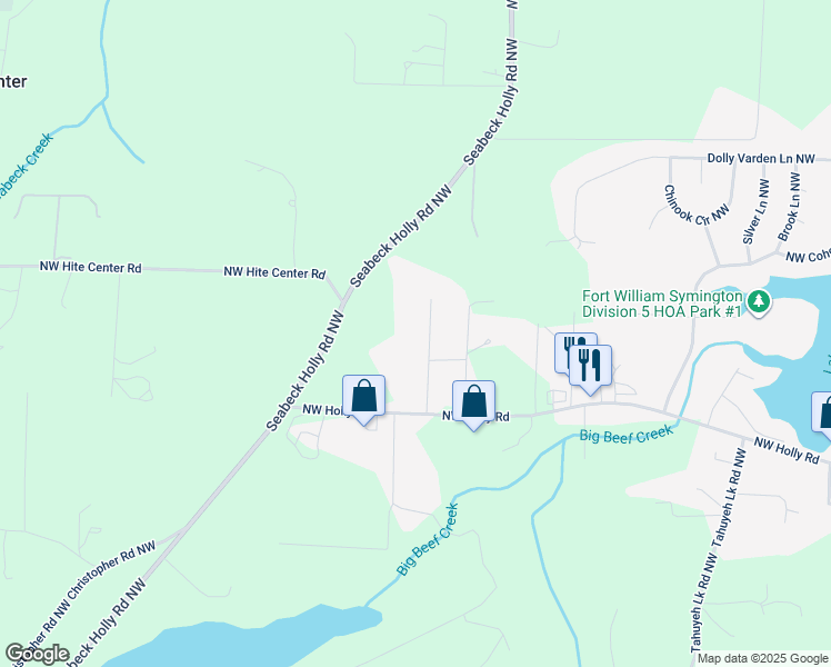 map of restaurants, bars, coffee shops, grocery stores, and more near 3415 Camp Lane Northwest in Seabeck