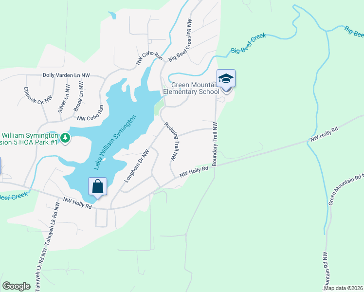 map of restaurants, bars, coffee shops, grocery stores, and more near 3571 Redwing Trail Northwest in Bremerton