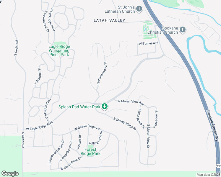 map of restaurants, bars, coffee shops, grocery stores, and more near 6312 South Latah Hills Court in Spokane