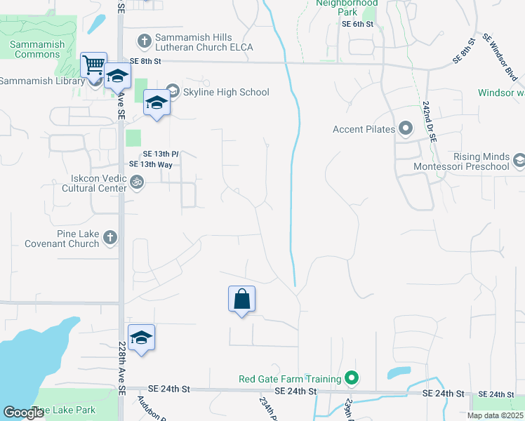 map of restaurants, bars, coffee shops, grocery stores, and more near 1616 235th Avenue Southeast in Sammamish