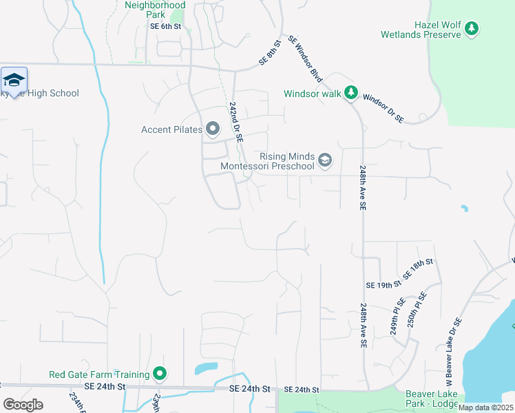 map of restaurants, bars, coffee shops, grocery stores, and more near 1610 242nd Avenue Southeast in Sammamish