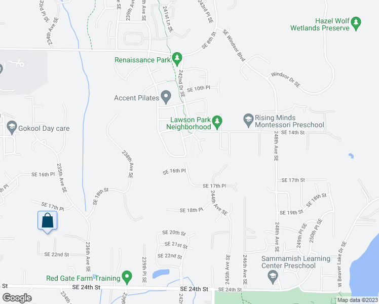 map of restaurants, bars, coffee shops, grocery stores, and more near 1434 241st Place Southeast in Sammamish
