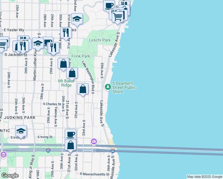 map of restaurants, bars, coffee shops, grocery stores, and more near 200 Lakeside Avenue South in Seattle