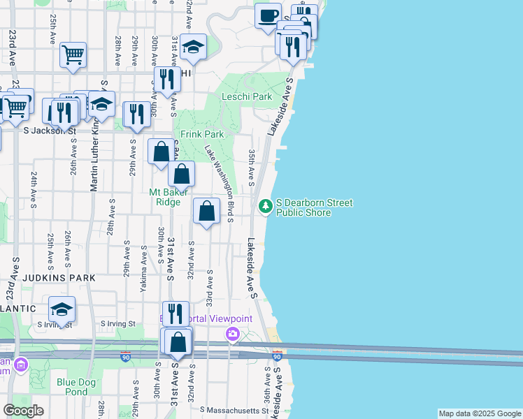 map of restaurants, bars, coffee shops, grocery stores, and more near in Seattle