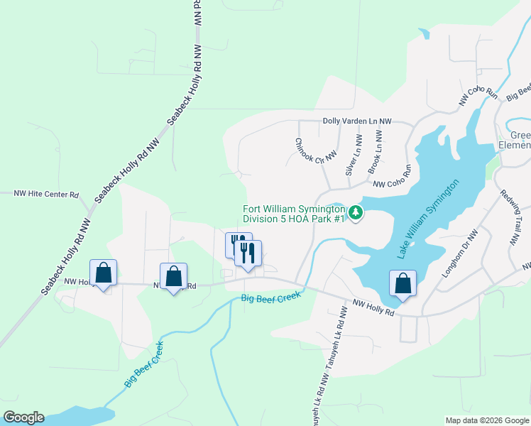 map of restaurants, bars, coffee shops, grocery stores, and more near 14132 Bonkla Lane Northwest in Bremerton