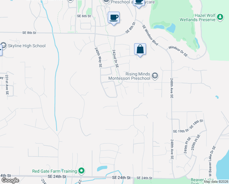 map of restaurants, bars, coffee shops, grocery stores, and more near 1417 241st Place Southeast in Sammamish