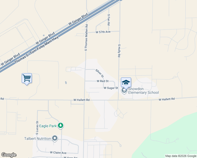 map of restaurants, bars, coffee shops, grocery stores, and more near 9010 West Red Street in Cheney