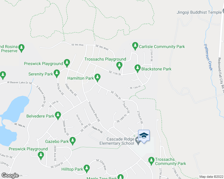map of restaurants, bars, coffee shops, grocery stores, and more near 27110 Southeast 13th Street in Sammamish
