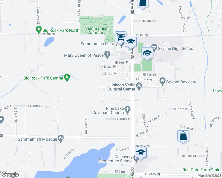 map of restaurants, bars, coffee shops, grocery stores, and more near 22571 Southeast 14th Place in Sammamish