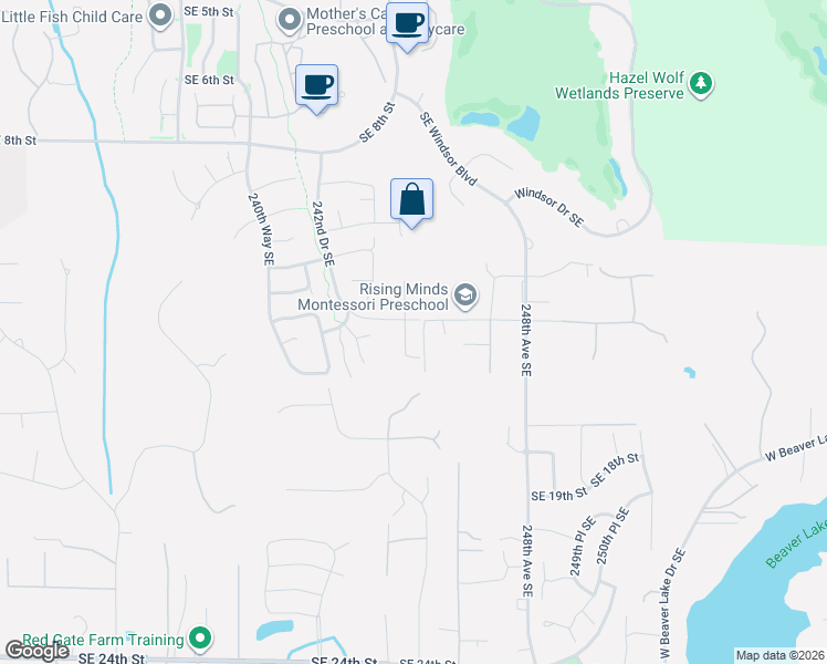 map of restaurants, bars, coffee shops, grocery stores, and more near 1412 244th Place Southeast in Sammamish