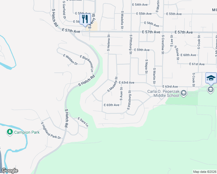 map of restaurants, bars, coffee shops, grocery stores, and more near 6310 South Madelia Street in Spokane