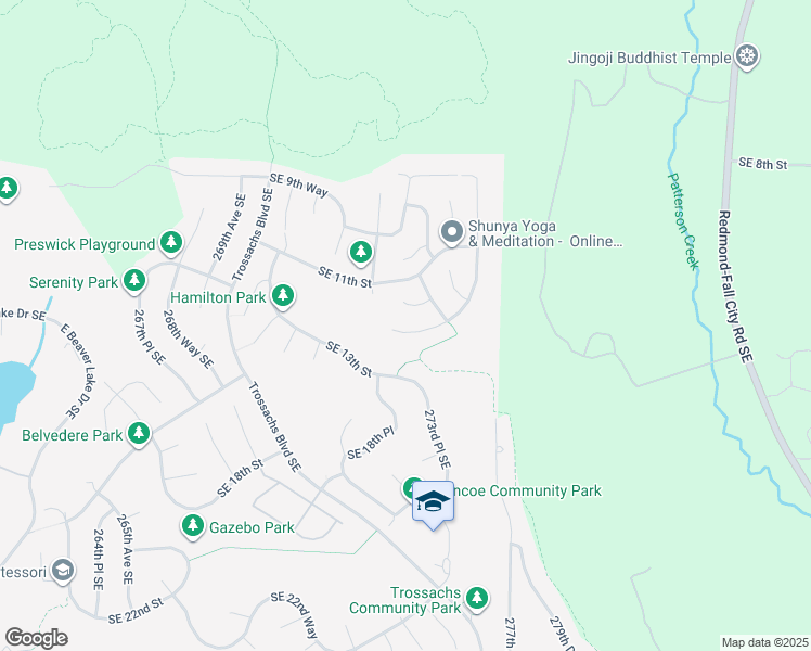 map of restaurants, bars, coffee shops, grocery stores, and more near 27225 Southeast 13th Place in Sammamish