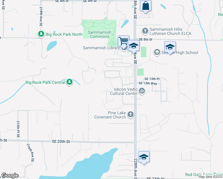 map of restaurants, bars, coffee shops, grocery stores, and more near 22571 Southeast 14th Place in Sammamish