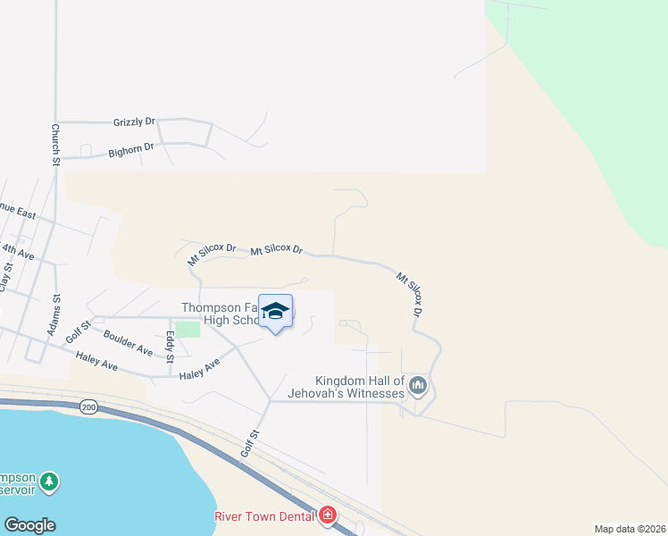 map of restaurants, bars, coffee shops, grocery stores, and more near 501-699 Mount Silcox Drive in Thompson Falls