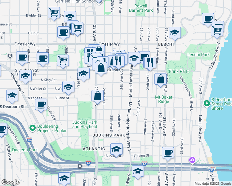 map of restaurants, bars, coffee shops, grocery stores, and more near 532 25th Avenue South in Seattle