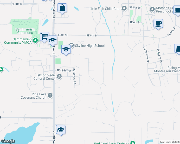 map of restaurants, bars, coffee shops, grocery stores, and more near 22729 Southeast 14th Court in Sammamish