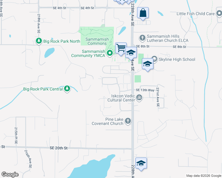map of restaurants, bars, coffee shops, grocery stores, and more near 22621 Southeast 13th Street in Sammamish