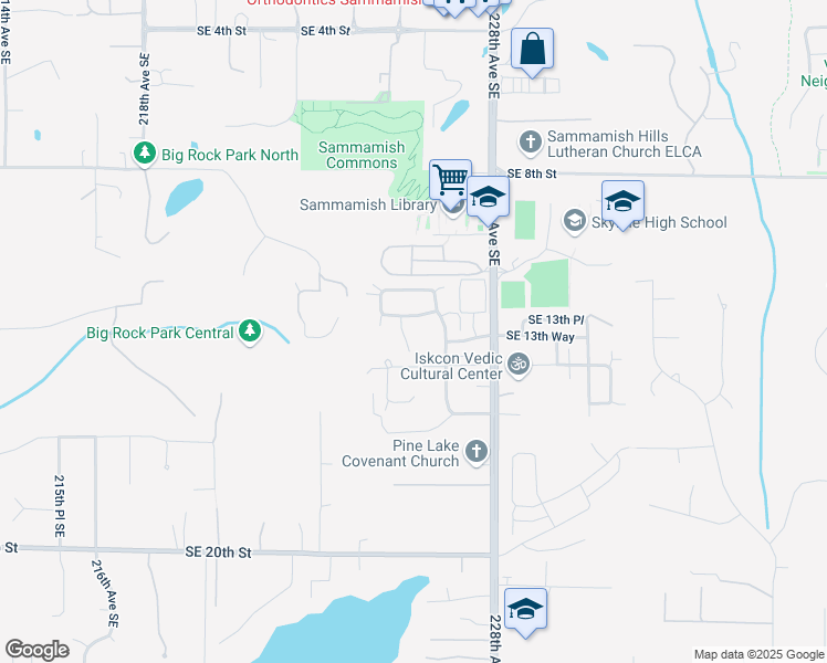 map of restaurants, bars, coffee shops, grocery stores, and more near 22621 Southeast 13th Street in Sammamish