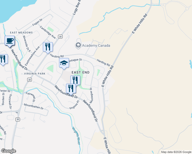 map of restaurants, bars, coffee shops, grocery stores, and more near 146 Watson Street in St. John's