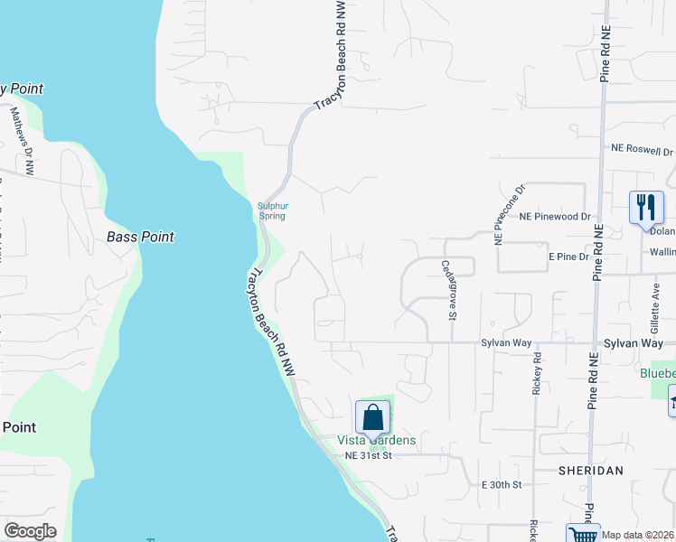 map of restaurants, bars, coffee shops, grocery stores, and more near 3640 Reagan Avenue in Bremerton
