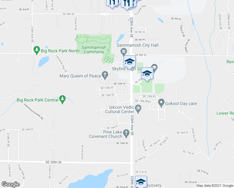 map of restaurants, bars, coffee shops, grocery stores, and more near 1314 227th Avenue Southeast in Sammamish