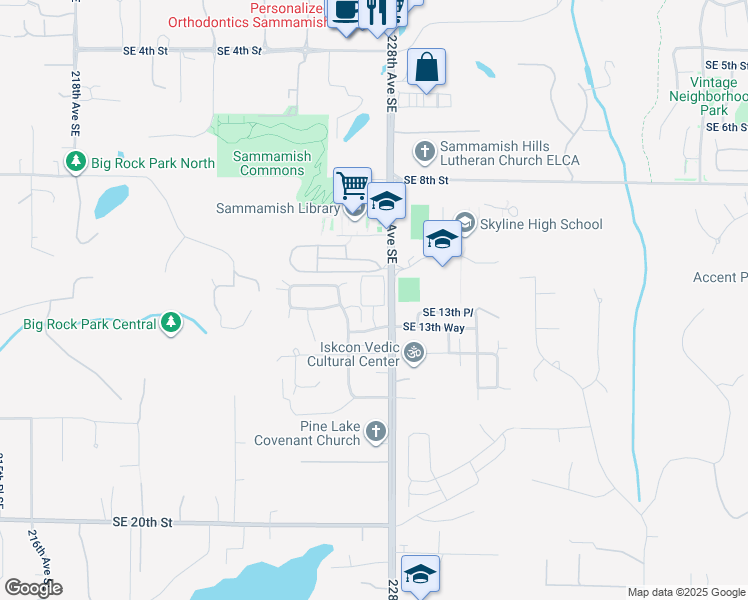 map of restaurants, bars, coffee shops, grocery stores, and more near 1322 227th Place Southeast in Sammamish