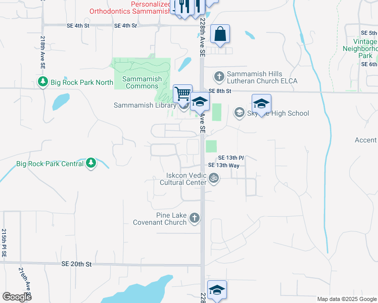 map of restaurants, bars, coffee shops, grocery stores, and more near in Sammamish