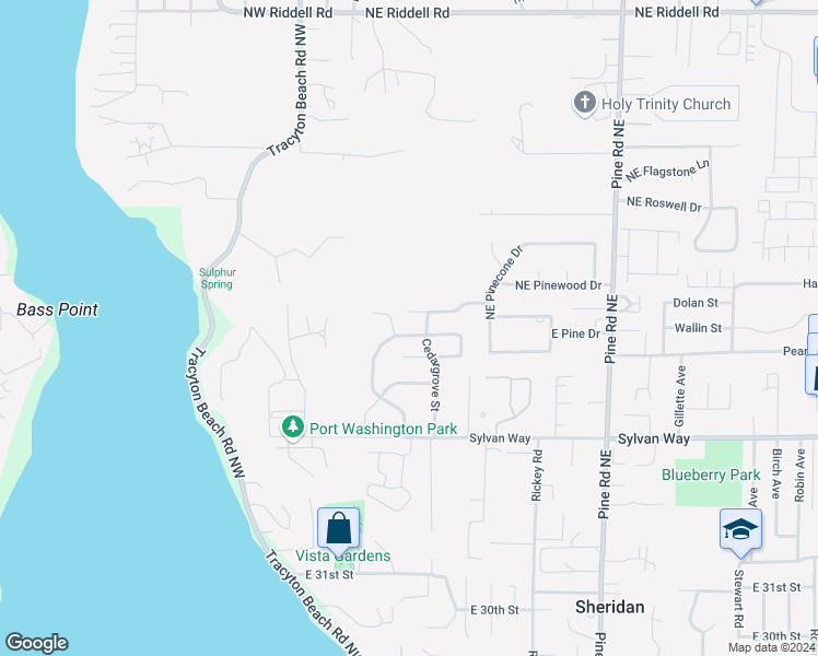 map of restaurants, bars, coffee shops, grocery stores, and more near 240 Bristlecone Drive in Bremerton