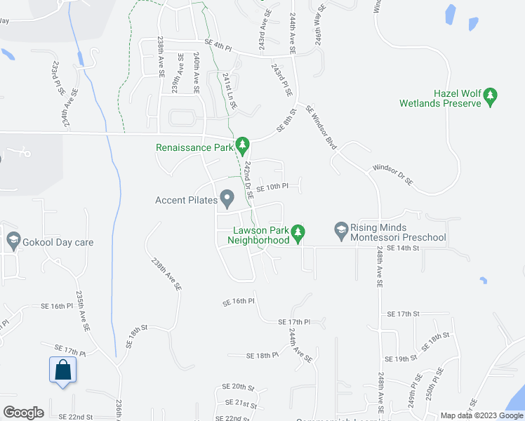 map of restaurants, bars, coffee shops, grocery stores, and more near 24213 Southeast 11th Place in Sammamish