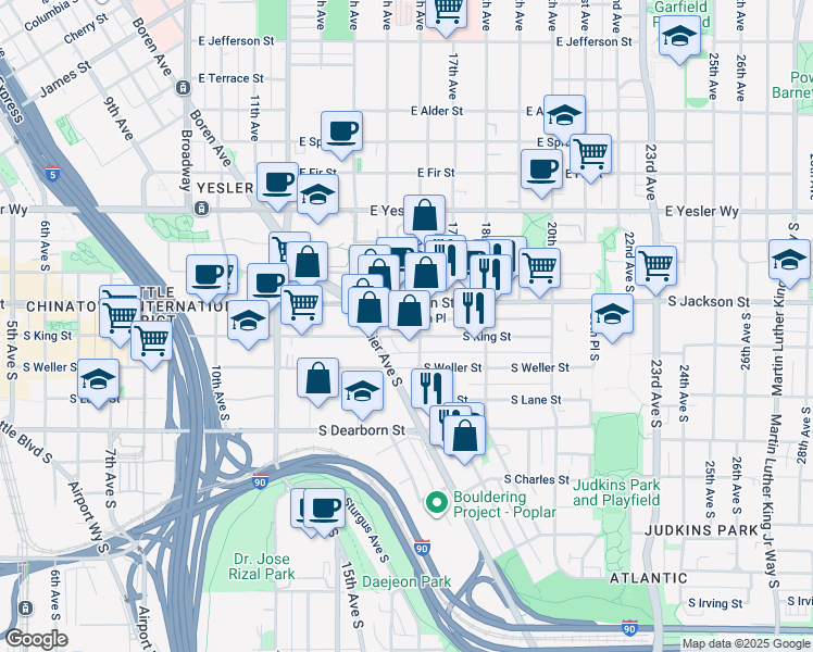 map of restaurants, bars, coffee shops, grocery stores, and more near 508 16th Avenue South in Seattle