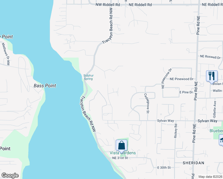 map of restaurants, bars, coffee shops, grocery stores, and more near 3640 Reagan Avenue in Bremerton