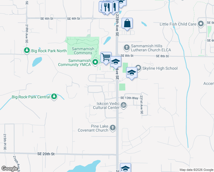 map of restaurants, bars, coffee shops, grocery stores, and more near in Sammamish
