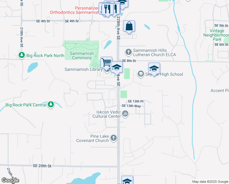 map of restaurants, bars, coffee shops, grocery stores, and more near in Sammamish