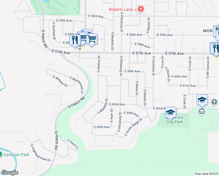 map of restaurants, bars, coffee shops, grocery stores, and more near 6007 South Madelia Street in Spokane
