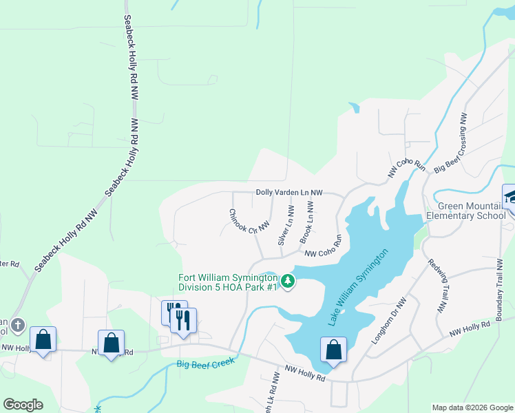 map of restaurants, bars, coffee shops, grocery stores, and more near 4046 Chinook Place Northwest in Bremerton