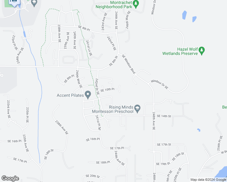 map of restaurants, bars, coffee shops, grocery stores, and more near 24311 Southeast 10th Place in Sammamish